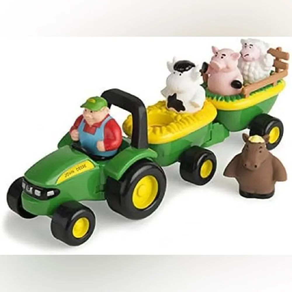 John Deere Green Farm Tractor Toy with Animals
